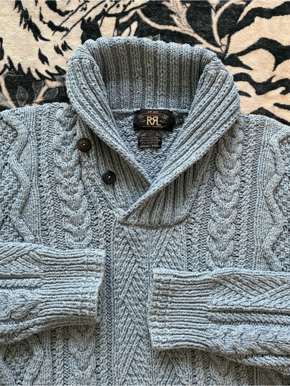 010 - DOUBLE RL RALPH LAUREN CABLE HAND KNIT COWL SHAWL SWEATER